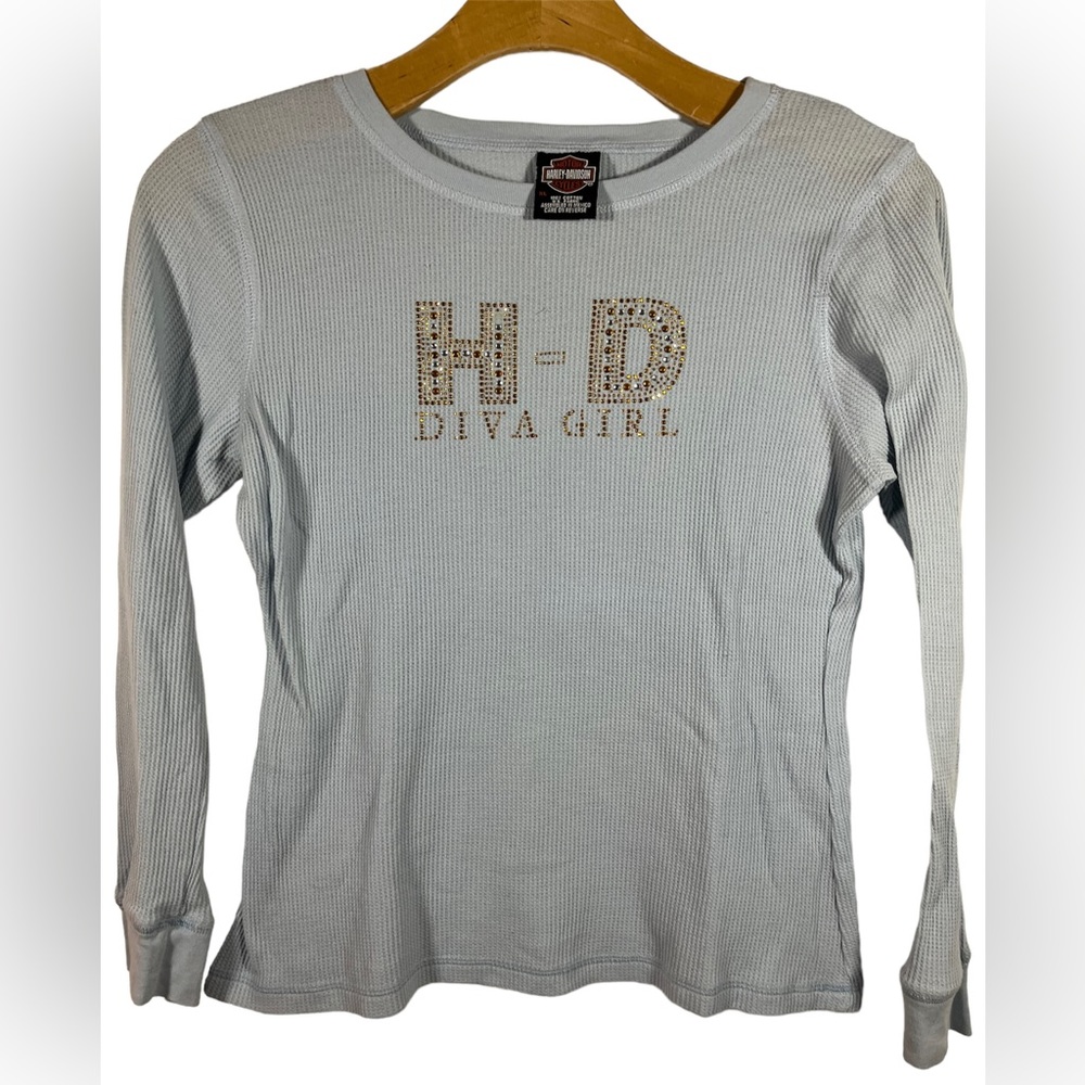 Ladies' Harley-Davidson Blue Embellished LS Thermal (XL)